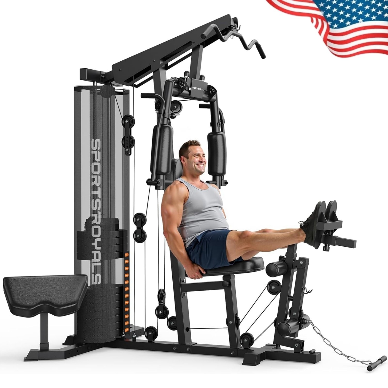 Full Body Home Gym System Exercise Equipment Workout Station, 150LB Weight Stack