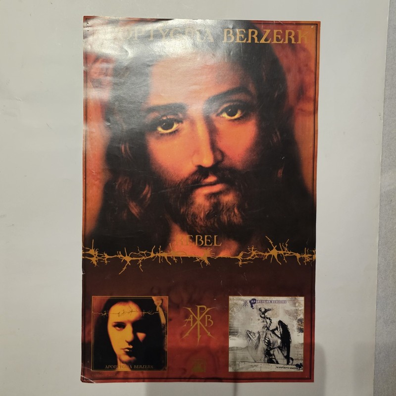 1996 APOPTYGMA BERZERK 7 REBEL CD/RECORD PROMO POSTER JESUS CHRIST METROPOLIS 