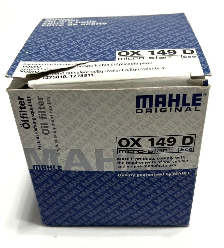 马勒原装 OX 149 D Micro-Star 沃尔沃 2004 V40 发动机机油过滤器 {大量 2} — 第 3/4 张图片