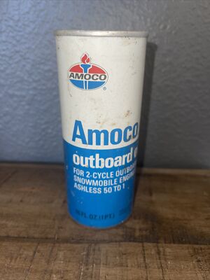 VTG FULL 1 PINT AMOCO OUTBOARD SNOWMOBILE OIL CARDBOARD CAN GAS 2 CYCLE ...