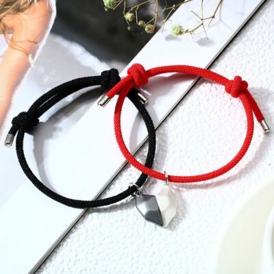 Pcs Magnetic Lover Couple Bracelet Heart Pendant Bracelets Fashion  Jewelry NEW