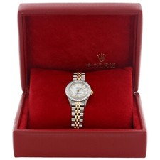 Womens Rolex Diamond Watch MOP Dial 69173 Datejust 18K/ Steel Jubilee Band 1 CT. 2