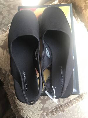 predictions back strap black Esther  stretchy Fabric shoes 7w