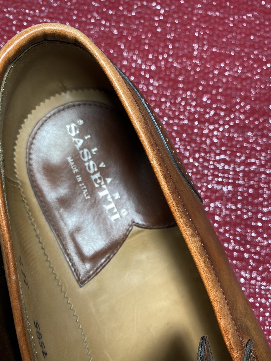 Silvano Sassetti Deluxe Italy Brown Leather Flex Goodyear Sz 9 Mens Loafer Shoes s-l400.jpg main image 4