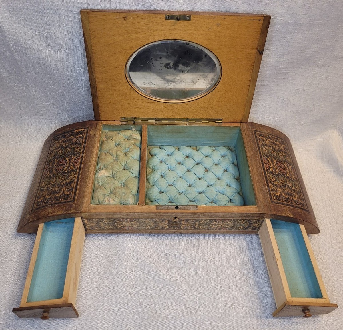 VINTAGE THORENS SWISS WOODEN OLD MUSIC JEWELRY BOX SWITZERLAND