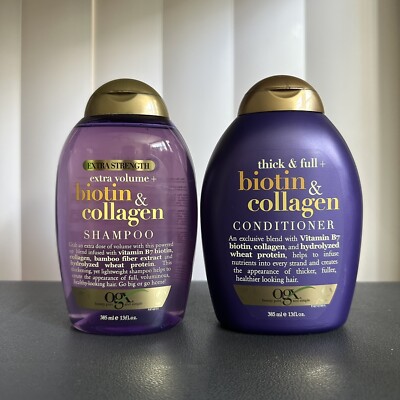 OGX Biotin & Collagen Shampoo & Conditioner 13 Fl Oz Each Volume Thick & Full