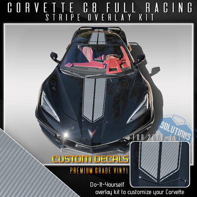 For 2020-2021 C8 Corvette Racing Stripes Overlay Graphic Decal 3D Carbon Fiber