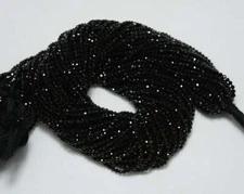 3mm Natural Black Spinel Faceted Round Rondelle Beads 13" Strand 5 Strands Bunch