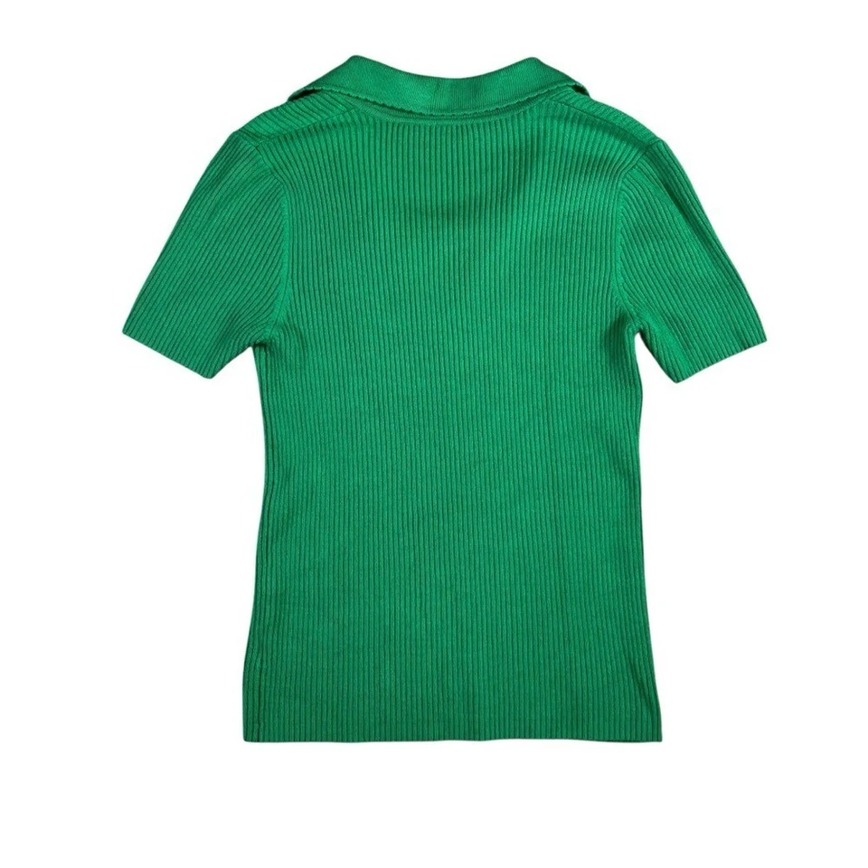 Top de manga corta con cuello acanalado Moth para mujer talla mediana Foto 2 de 4