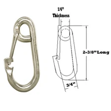 5PC 1/4" Gate Spring Snap Hook Lobster Claw Carabiner SS Marine Clip Boat 250 LB
