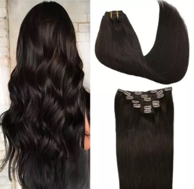 GOO GOO Hair Extensions 15 Inch Clip Dark Brown 7pcs  display picture 1