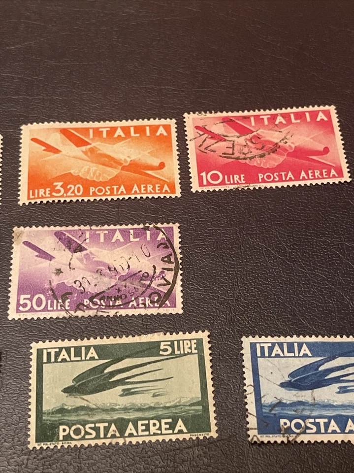 Italy 9 Pcs Used Airmail Stamps, 1945-1946.Plane,Swallows in flight. - Image 3 of 4
