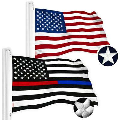 NEW G128 Thin Blue/Red Line Flag and American USA Flag Set 4x6 FT Spun Polyester