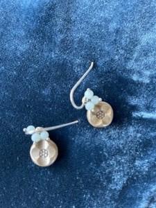 J Jill Silver Pierced Earrings With 3 Mint Beads