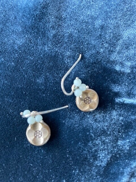 J Jill Silver Pierced Earrings With 3 Mint Beads