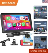 7 Inch HD Portable Wireless Apple Carplay and Android Auto Screen, Bluetooth ...