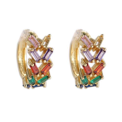 Boho Hoop Earrings for Women Female Slim Colorful Pave CZ Boho Fashion Earrings - Picture 6 of 108