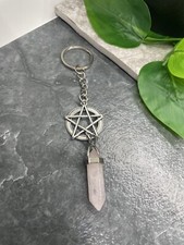 4.5" Stainless Steel Pentagram Crystal Hexagon Keychain New Free Ship A2144