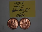 wheat penny 1935, 1935D RED BU SET LINCOLN CENTS 1935-D, 1935-P UNC LOT #2
