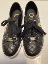 G By Guess Women  s Lace Up Quilted Pattern Sneakers Black Sz 7.5 Pre-owned