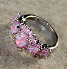 SILVER Elegant Pink Fire Opal  Pink Kunzite Ring Size 6, WR41604