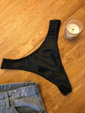 Womens satin underwear ~ Navy blue satin thong sizes uk8 - plus size uk22