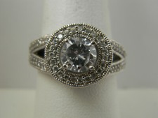 Ornate Antique Deco Style ATI 925 Sterling Silver Halo CZ Engagement Ring Sz 8