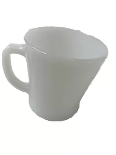 Vintage Anchor Hocking Fire King White D Handle Oven Ware 8oz Coffee Cup Mug