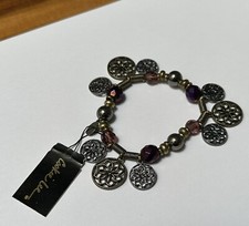 Cookie Lee Purple Bead Stretchy Bracelet Women  s 6 1/2 Inch NWT