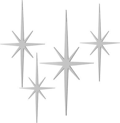 Blulu 4 Pcs Cast Iron Starburst Wall Decor 8 Pointed Atomic Stars