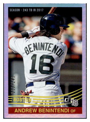 2018 Donruss #227 Andrew Benintendi Season Stat Line #/243