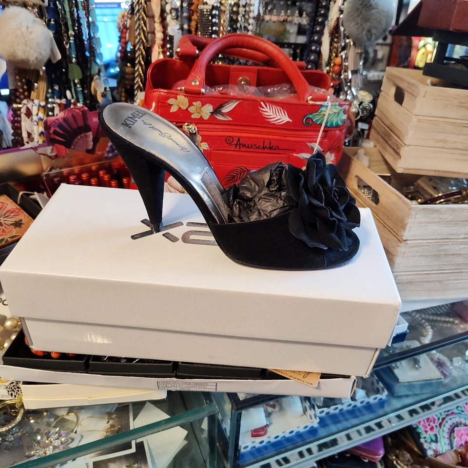 KIMEL BY BONNIE SMITH 1979 SLIDES MULES BLACK 7.5 M SHOES - Image 2 of 4