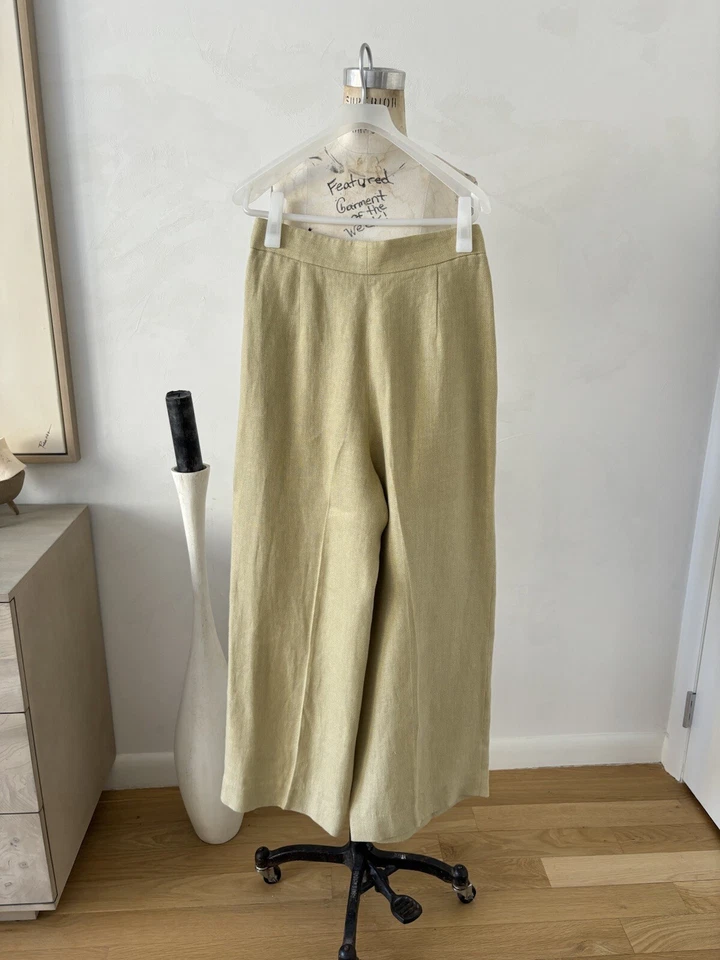 Traje Pantalón Massimo Dutti Verde Claro Edición Limitada Lino Talla 6 Foto 4 de 4