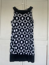Tiana Sheath Womens Dress Large Black White Sleeveless Casual Lightweight Boho