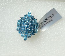 Limited 2013 New tags Swiss Blue Topaz Ring Sz 7 Sterling 23 Stones 6.5cts