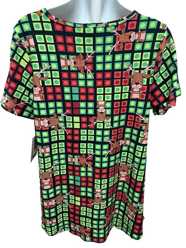 Lularoe Womens Classic T Shirt Size Medium Christmas Deer New Short Sleeve - 第 2/12 張圖片