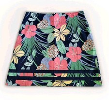 Talbots Petites Size 8p Hibiscus Print Cotton Canvas A-line Skirt Women's Floral