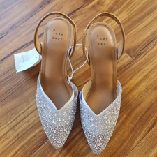 Women's Isabel Embellished Slingback Kitten Heels Clear - A New Day- Size 7
