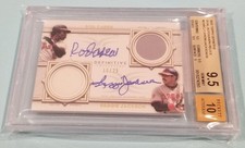 Reggie Jackson Rod Carew Dual Signed 2022 Topps Definitive Relic Card Beckett
