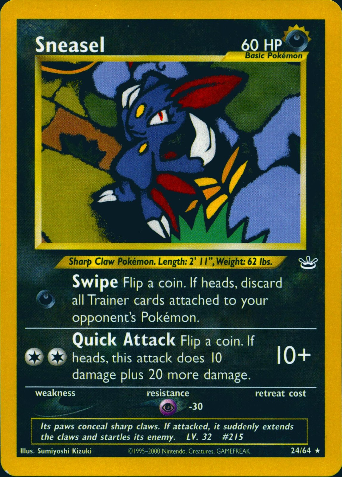 SNEASEL 24/64 RARE NEO REVELATION POKEMON LP