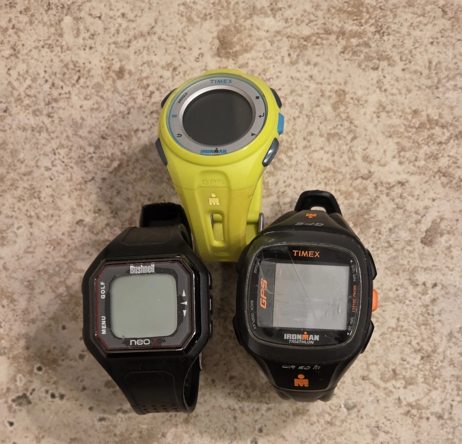 3 Untested Smart Watches TIMEX & BUSHNELL ( AS IS FOR PARTS ) * UNTESTED *READ
