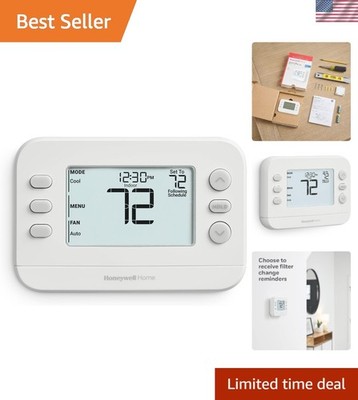 Battery-Powered Programmable Thermostat with Easy Installation and Large Display
