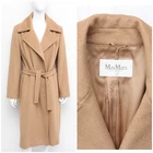 Women's MAX MARA Manuela 100% Camel Wool Long Belted Coat Overcoat US12 UK14