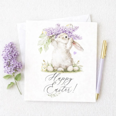 Osterhasenkarte, Frohe Ostern Karte, süße Hase Osterkarte, Grußkarte