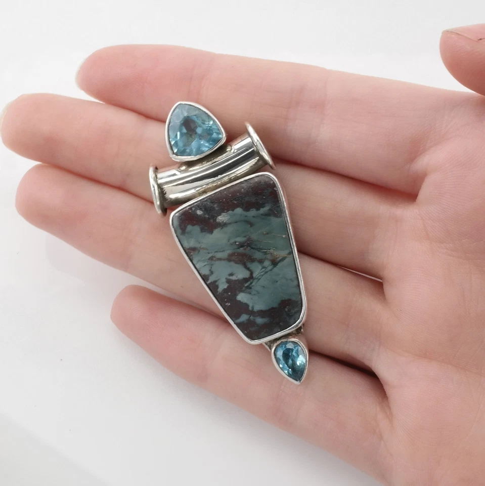 Pingente de prata esterlina Charles Albert pedra preciosa azul, topázio - Imagem 3 de 4