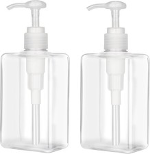 280ml 9.5oz Pump Bottle Dispenser 2 Pack Refillable Flat Square Plastic