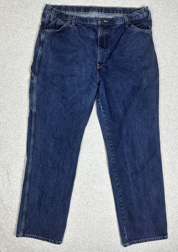 Dickies Rugged Carpenter Jeans Size 42 X 34 Blue Darkwash Workwear  Y2K 9.5" Leg - Picture 2 of 13