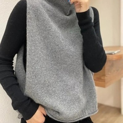 Popular Spring Autumn Women's Turtleneck Sweater Sleeveless Pullover Vest Top