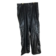 Fashion Nova Studio City Straight Leg Faux Leather Cargo Pant 2X Black