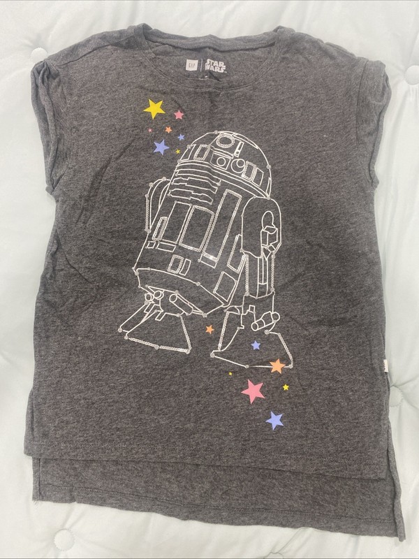GAP Star Wars R2D2 Girls Gray Short Sleeves Top Size M (8)